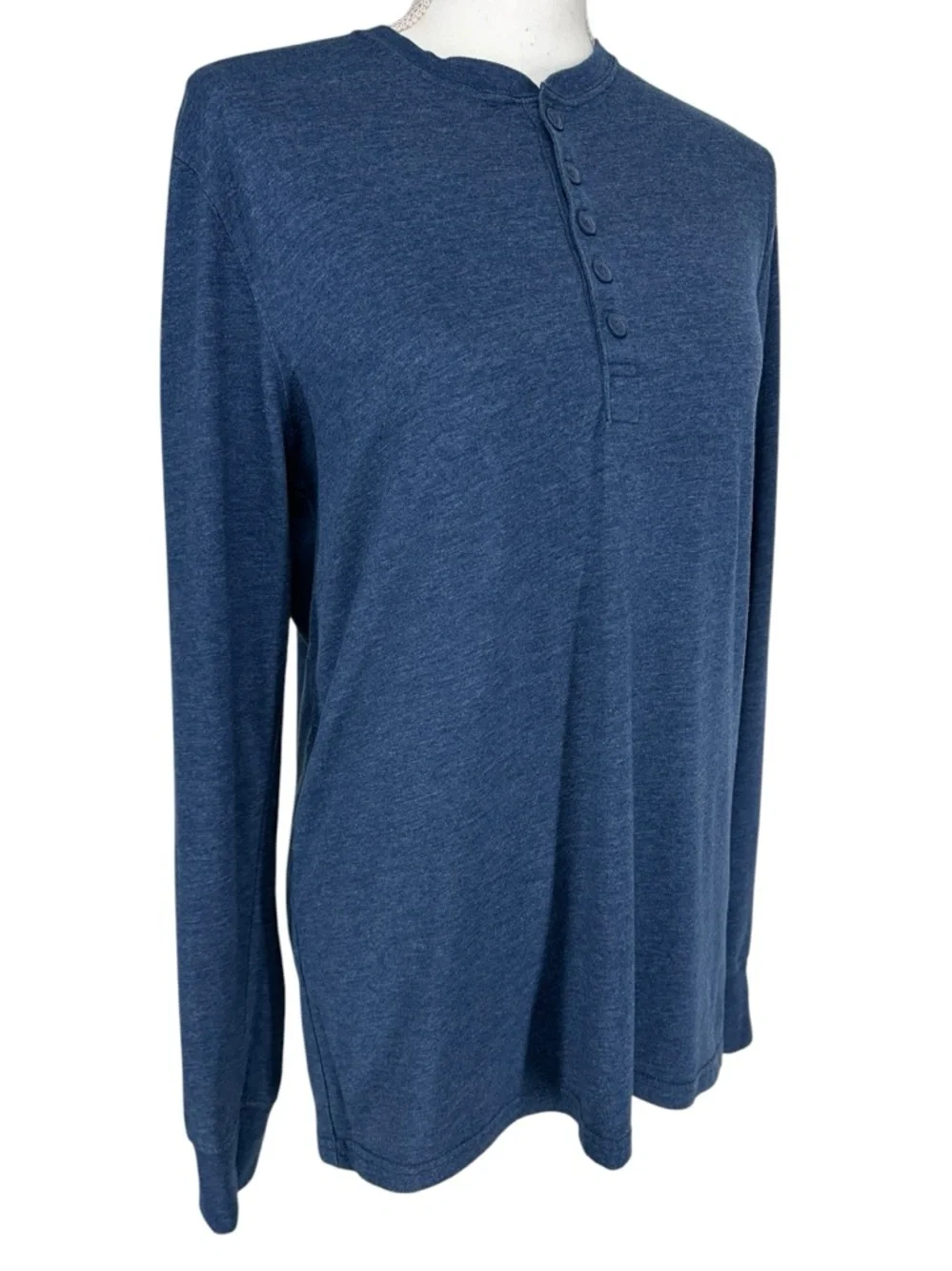 MOSSIMO / Navy Blue Long Sleeve Henley Shirt / Medium / Emo Hipster Preppy Indie - Picture 4 of 6